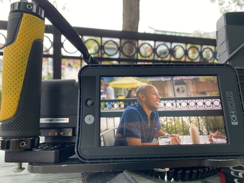 Lemar seen on a camera monitor during a shoot